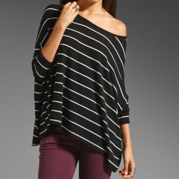NATION LTD Black & White Striped ‘Monroe’ Oversized Knit Top One Size Fits Most - Picture 1 of 8